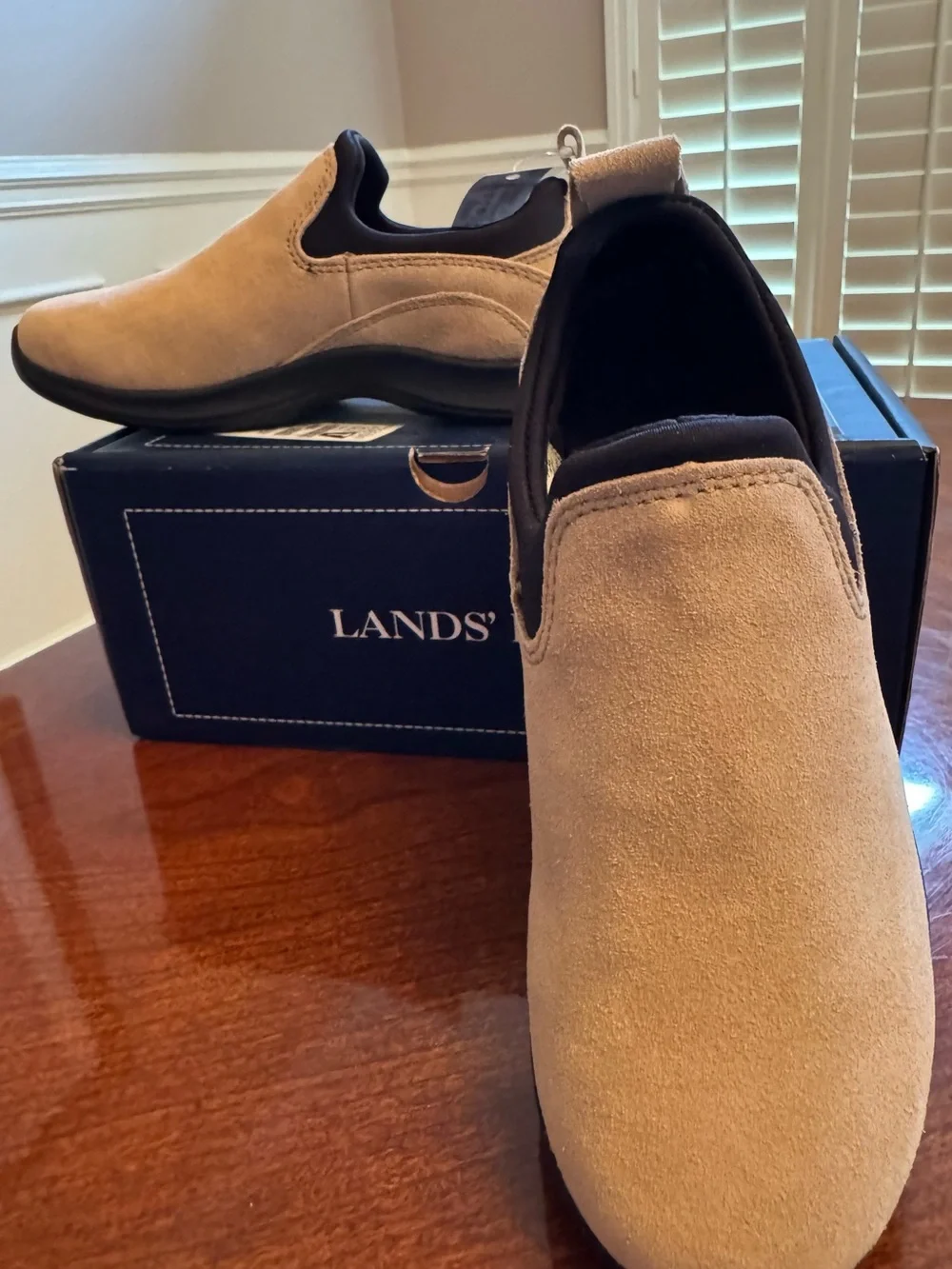 Lands' End Kids Shoes Tan Suede All Weather Moccasin Slip-Ons